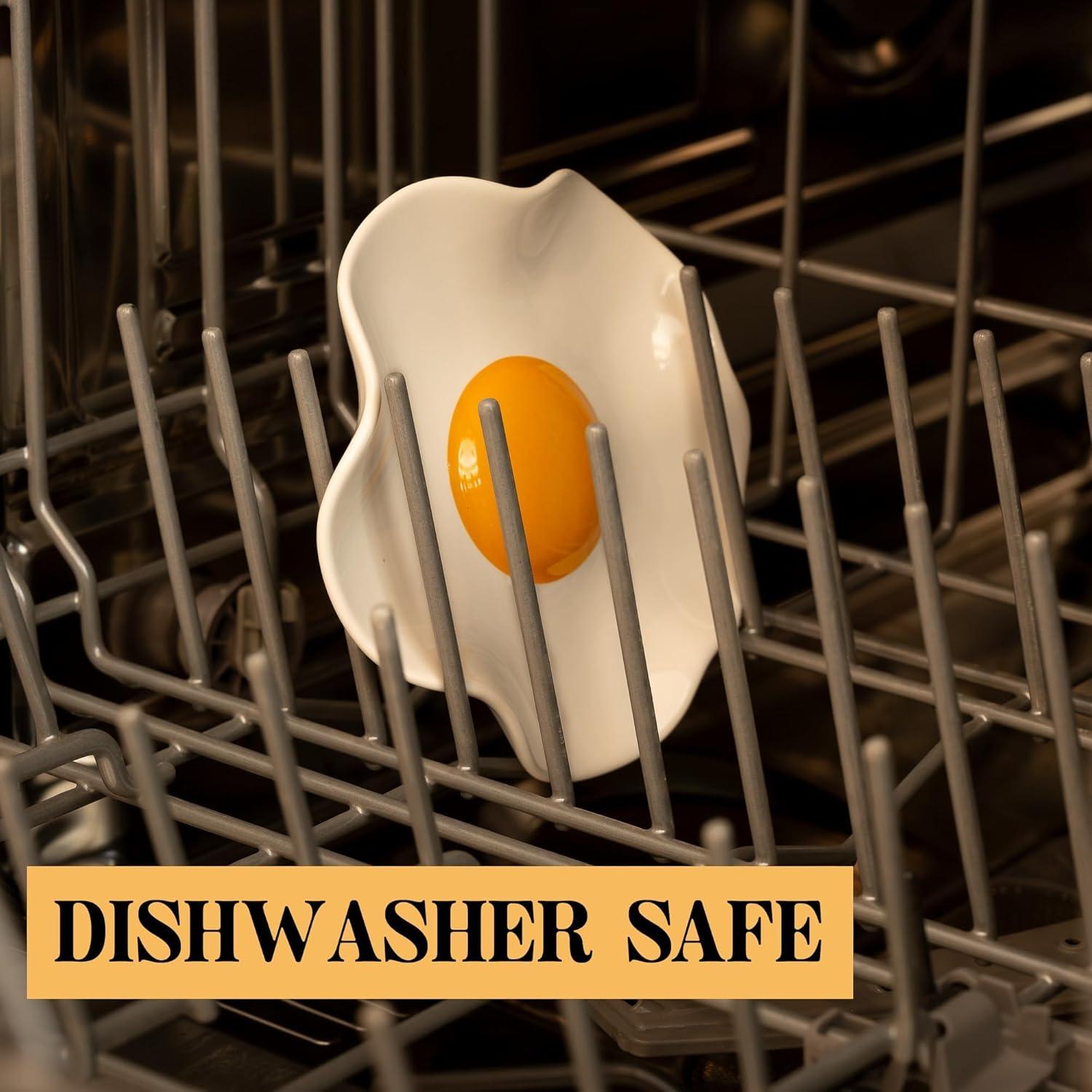 Soporte para cuchara de cerámica Bee! huevo frito grande apto lavavajillas