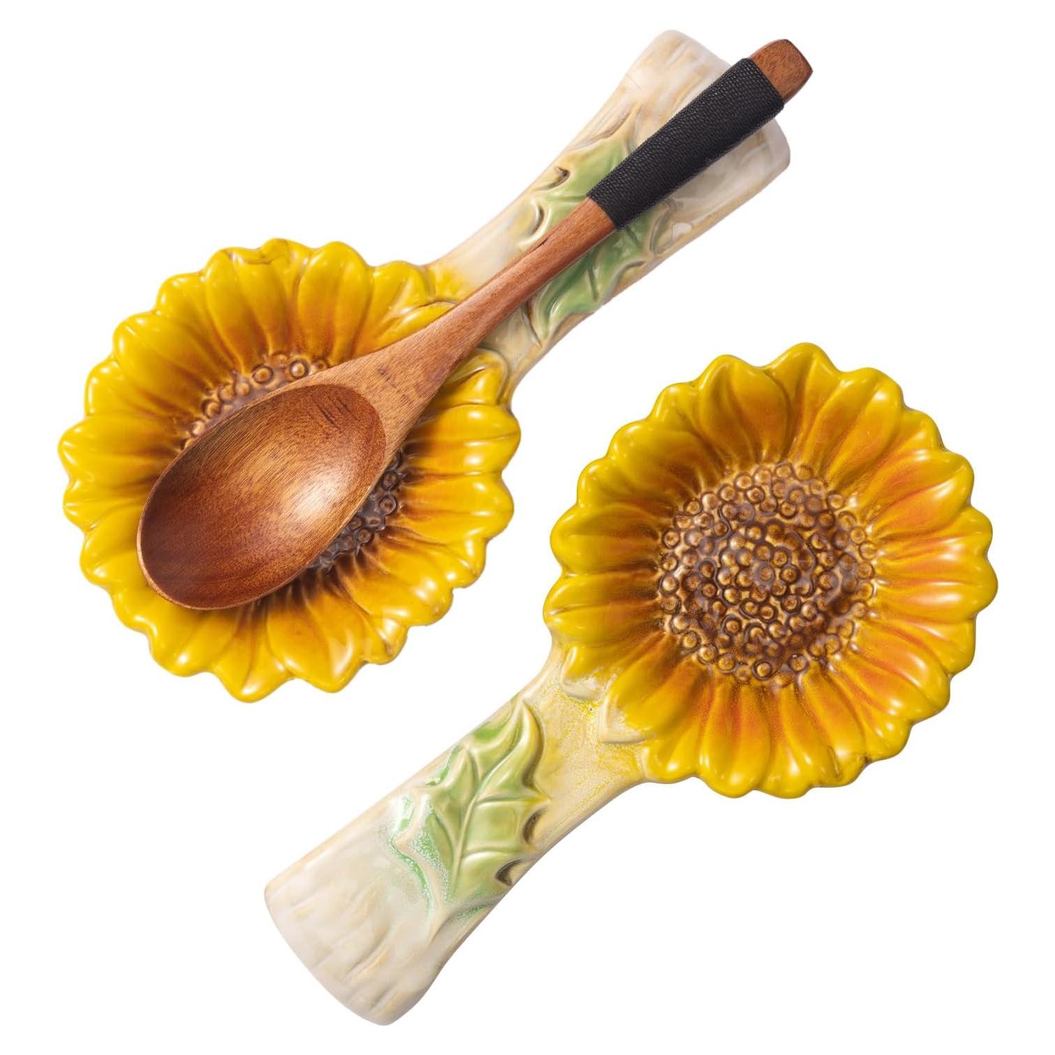 Soporte para Cucharas de Cerámica Alarrar Girasol - 2 Piezas