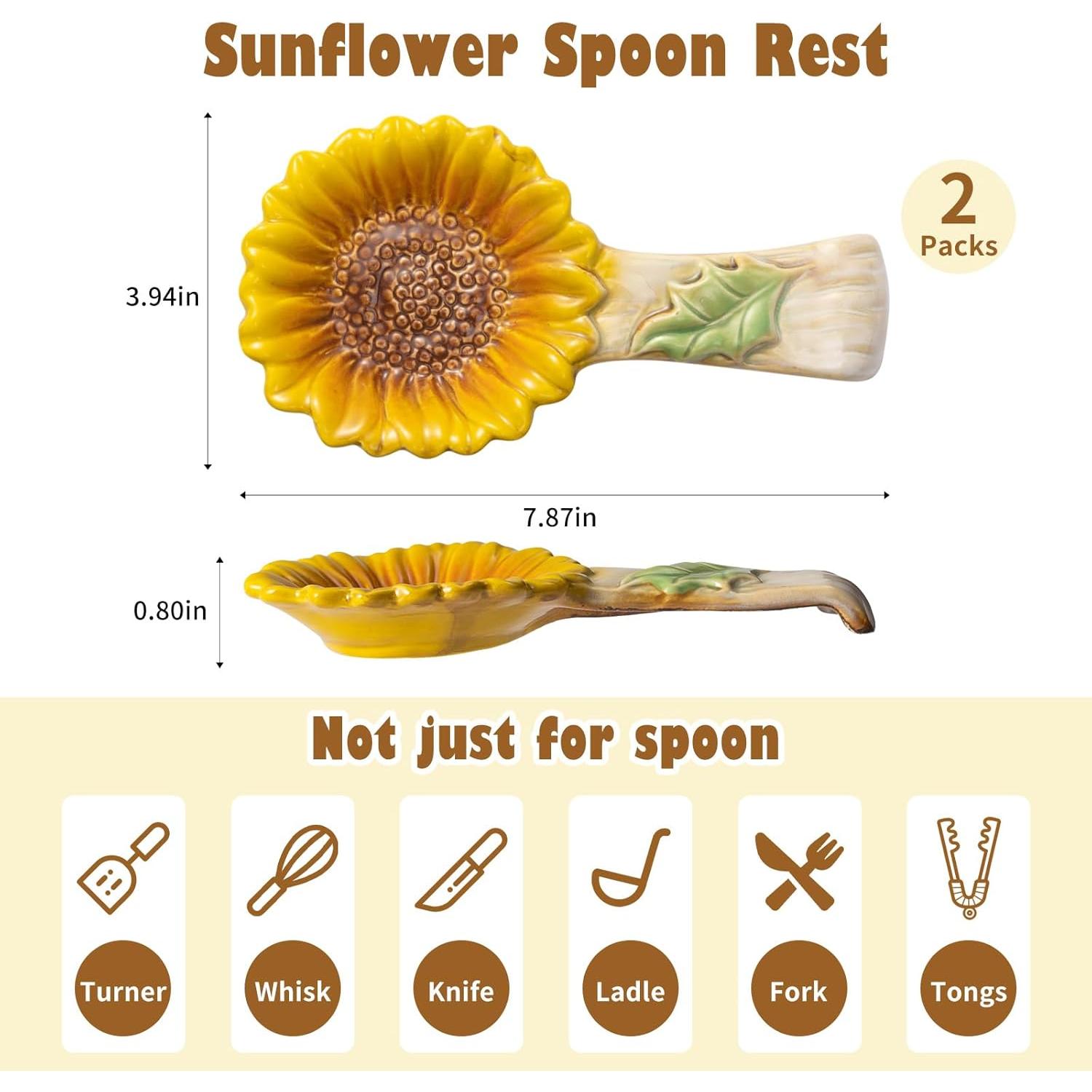 Soporte para Cucharas de Cerámica Alarrar Girasol - 2 Piezas
