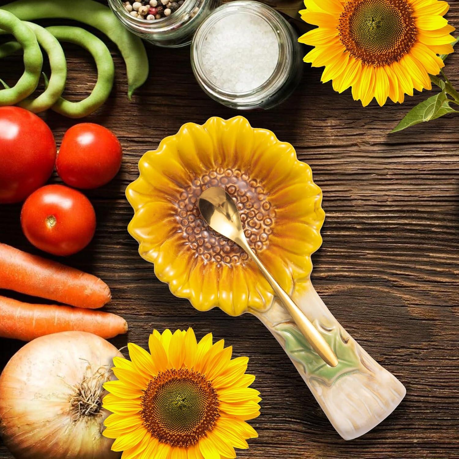 Soporte para Cucharas de Cerámica Alarrar Girasol - 2 Piezas