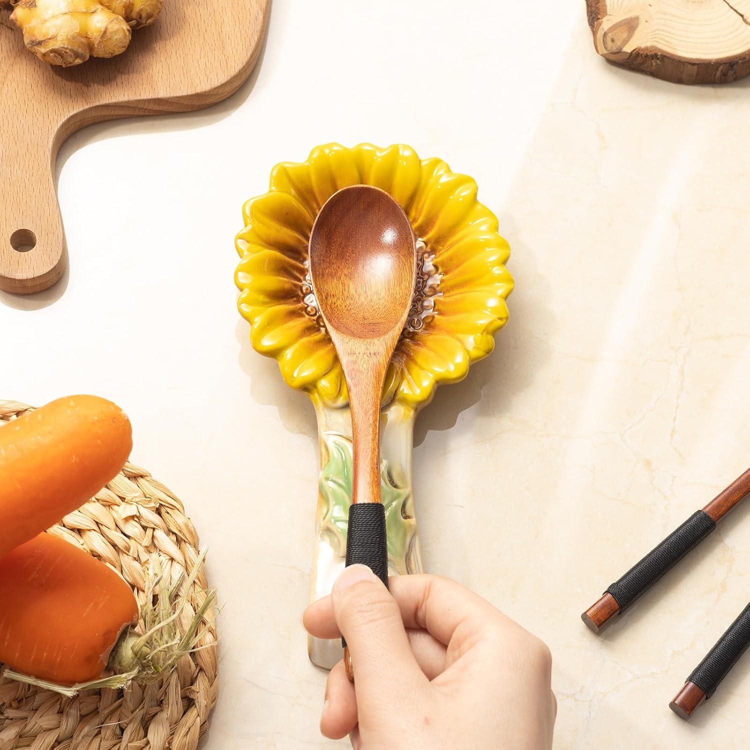 Soporte para Cucharas de Cerámica Alarrar Girasol - 2 Piezas