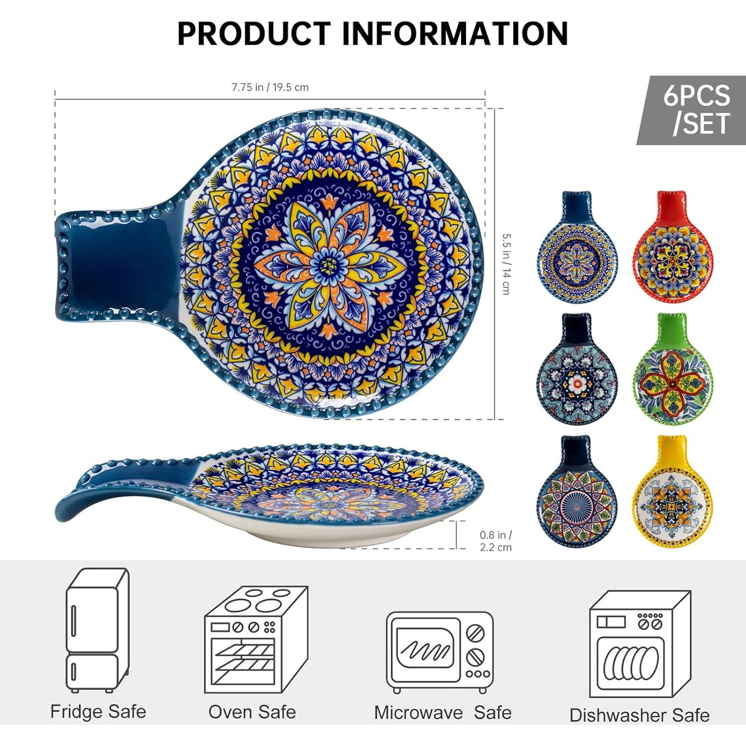 Soporte de Cuchara de Cerámica HENXFENLEAD 19.7x14 cm Bohemio