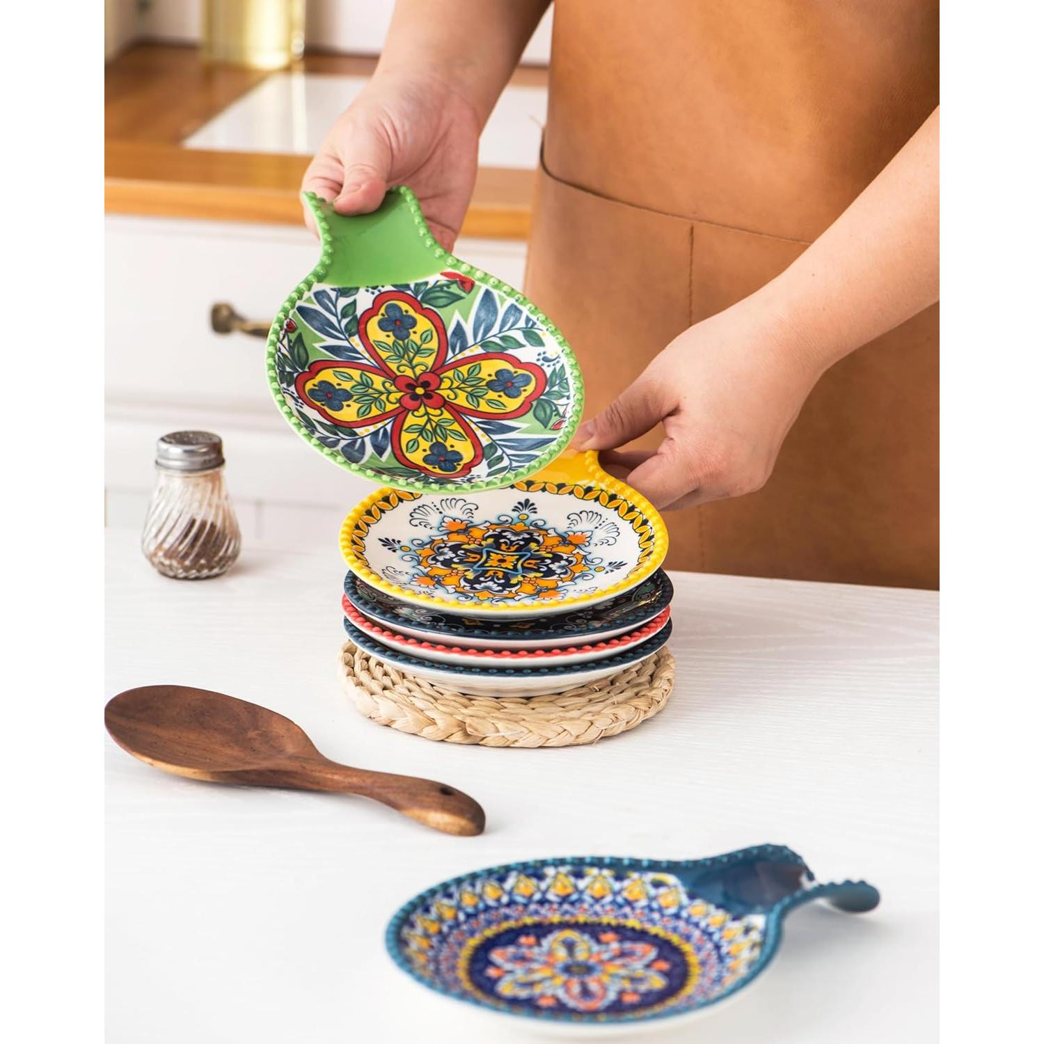 Soporte de Cuchara de Cerámica HENXFENLEAD 19.7x14 cm Bohemio