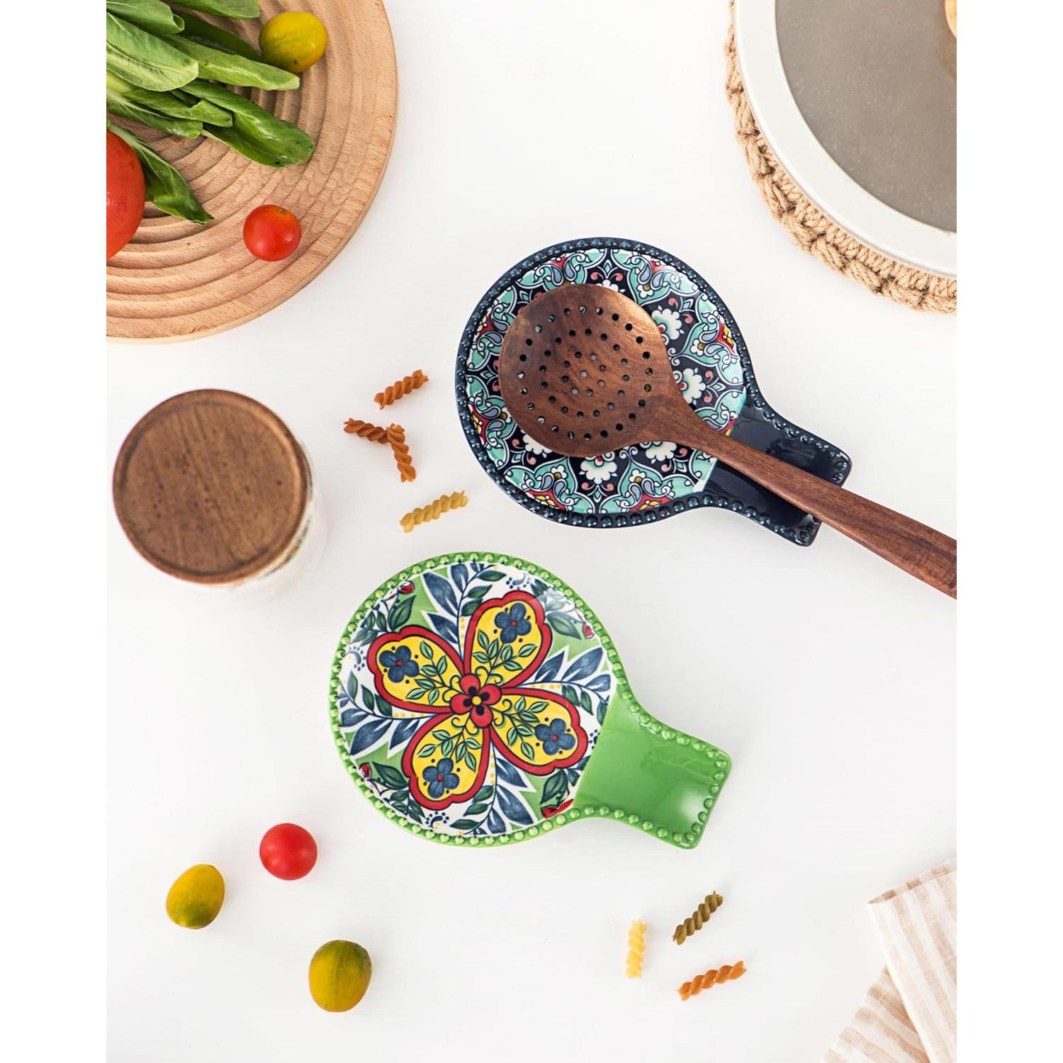 Soporte de Cuchara de Cerámica HENXFENLEAD 19.7x14 cm Bohemio