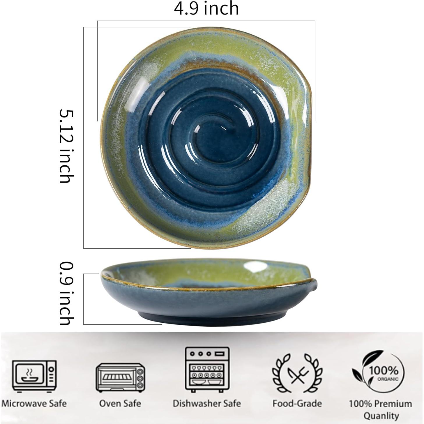 Soporte de Cuchara de Cerámica CAIGMO Gradiente Azul-Verde 12.7cm