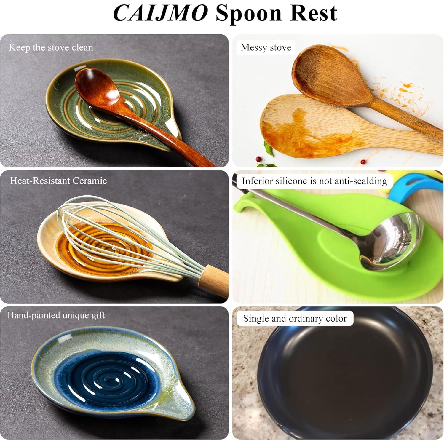 Soporte de Cuchara de Cerámica CAIGMO Gradiente Azul-Verde 12.7cm