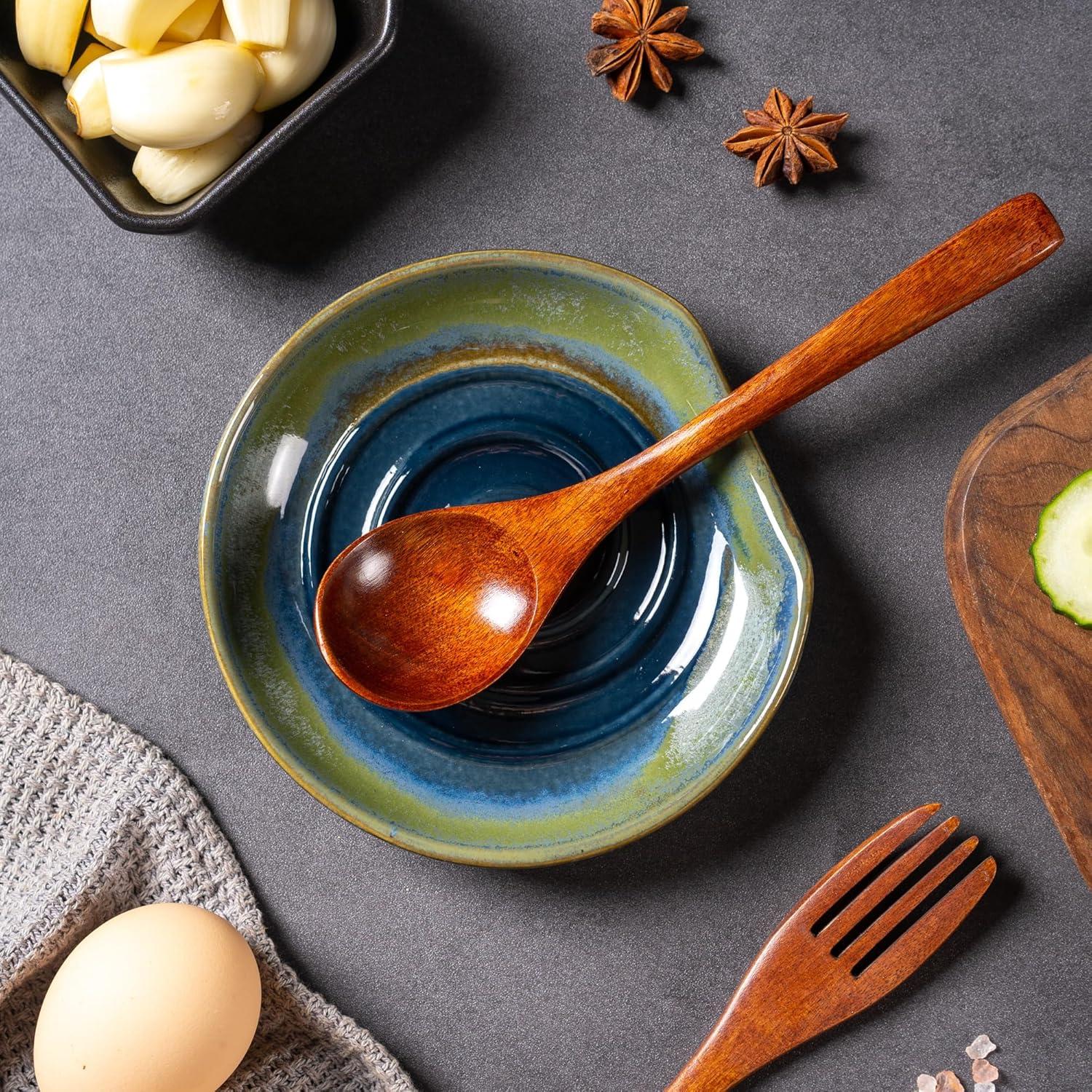 Soporte de Cuchara de Cerámica CAIGMO Gradiente Azul-Verde 12.7cm