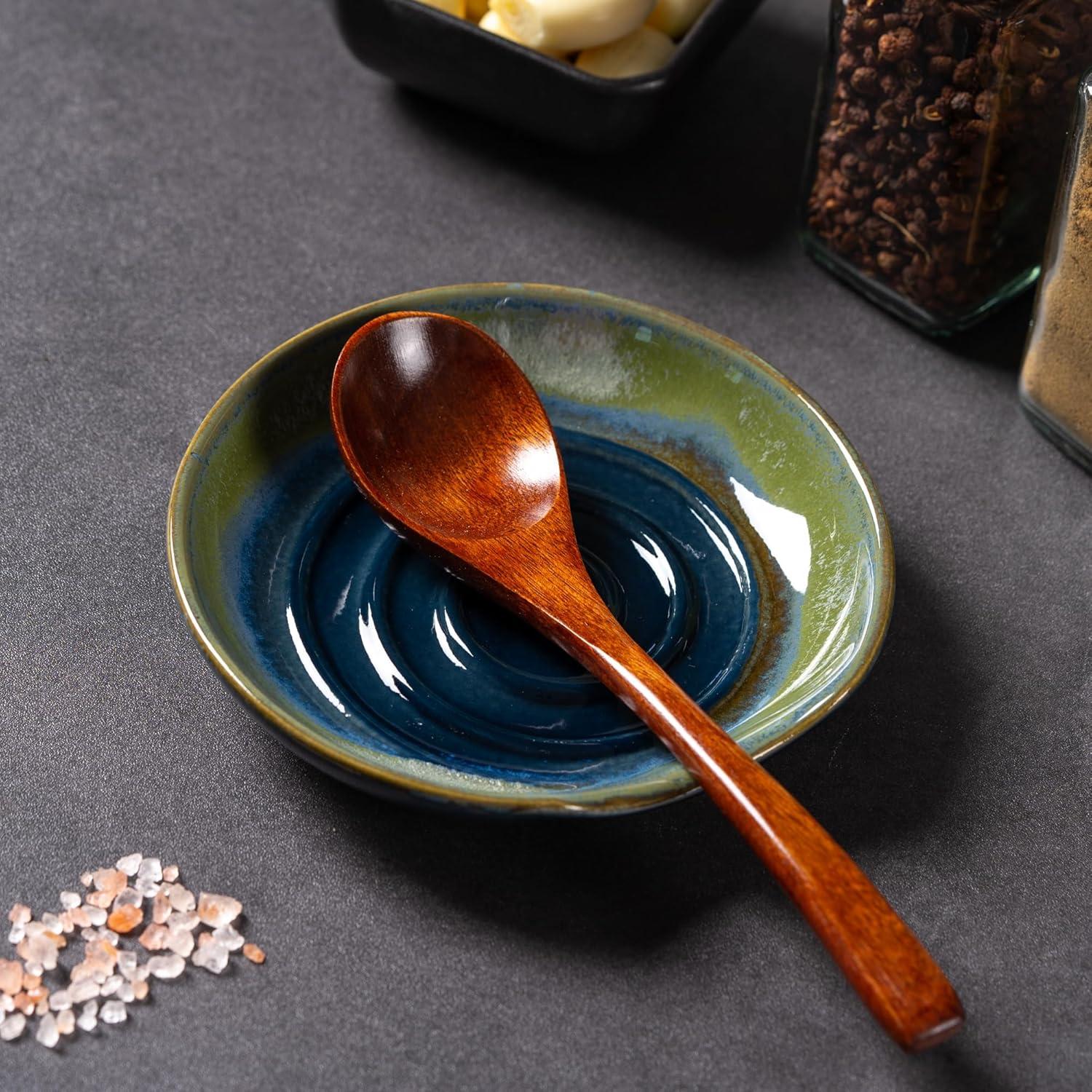 Soporte de Cuchara de Cerámica CAIGMO Gradiente Azul-Verde 12.7cm