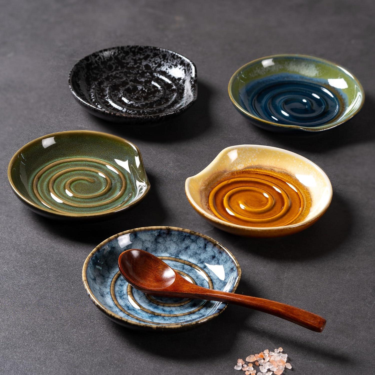 Soporte de Cuchara de Cerámica CAIGMO Gradiente Azul-Verde 12.7cm