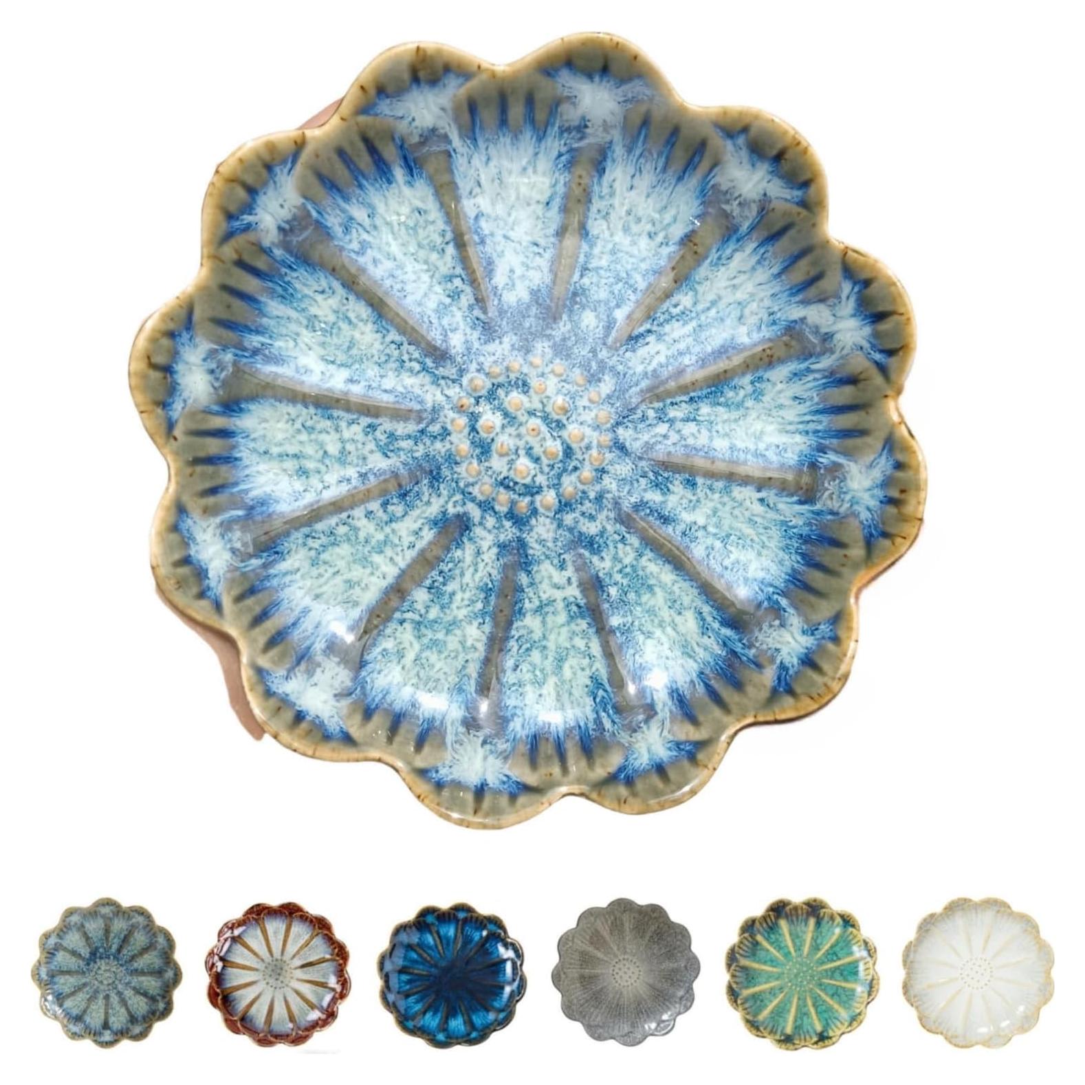 Reposapucheros de Cerámica TOPYOKK Flor Retro Azul Marino