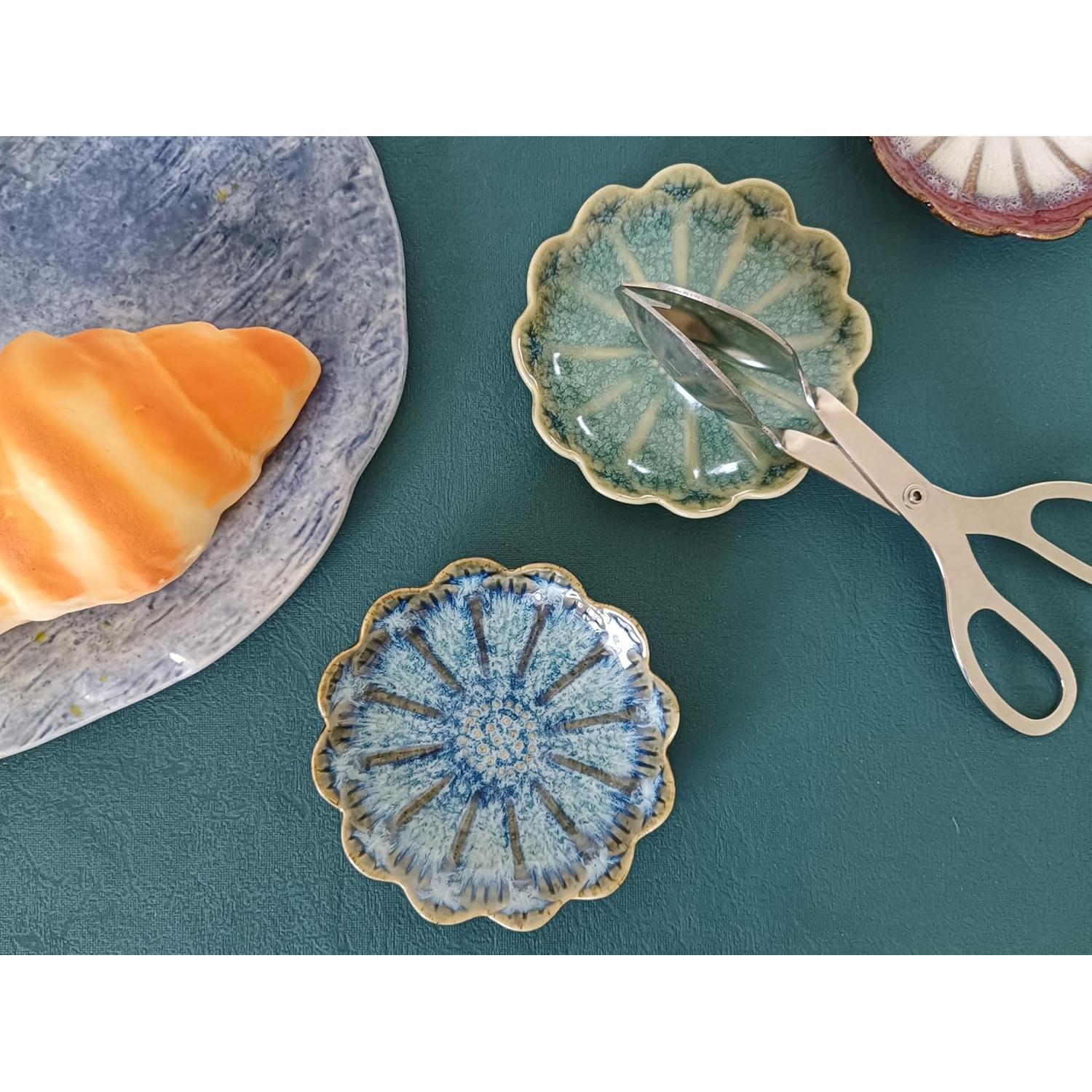 Reposapucheros de Cerámica TOPYOKK Flor Retro Azul Marino