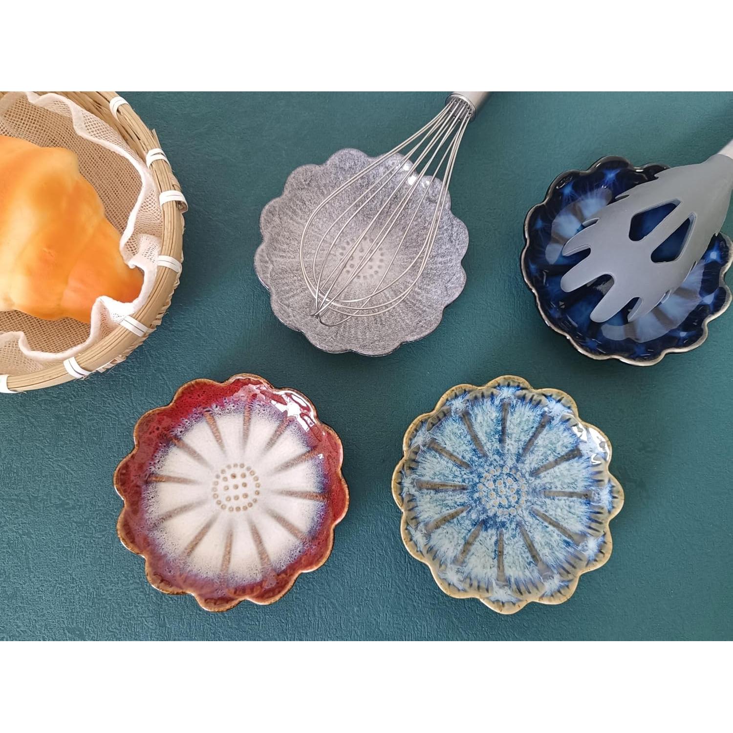 Reposapucheros de Cerámica TOPYOKK Flor Retro Azul Marino