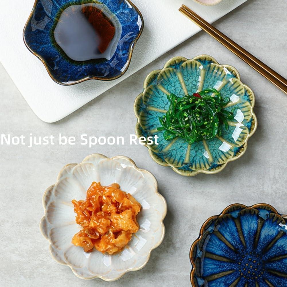 Reposapucheros de Cerámica TOPYOKK Flor Retro Azul Marino