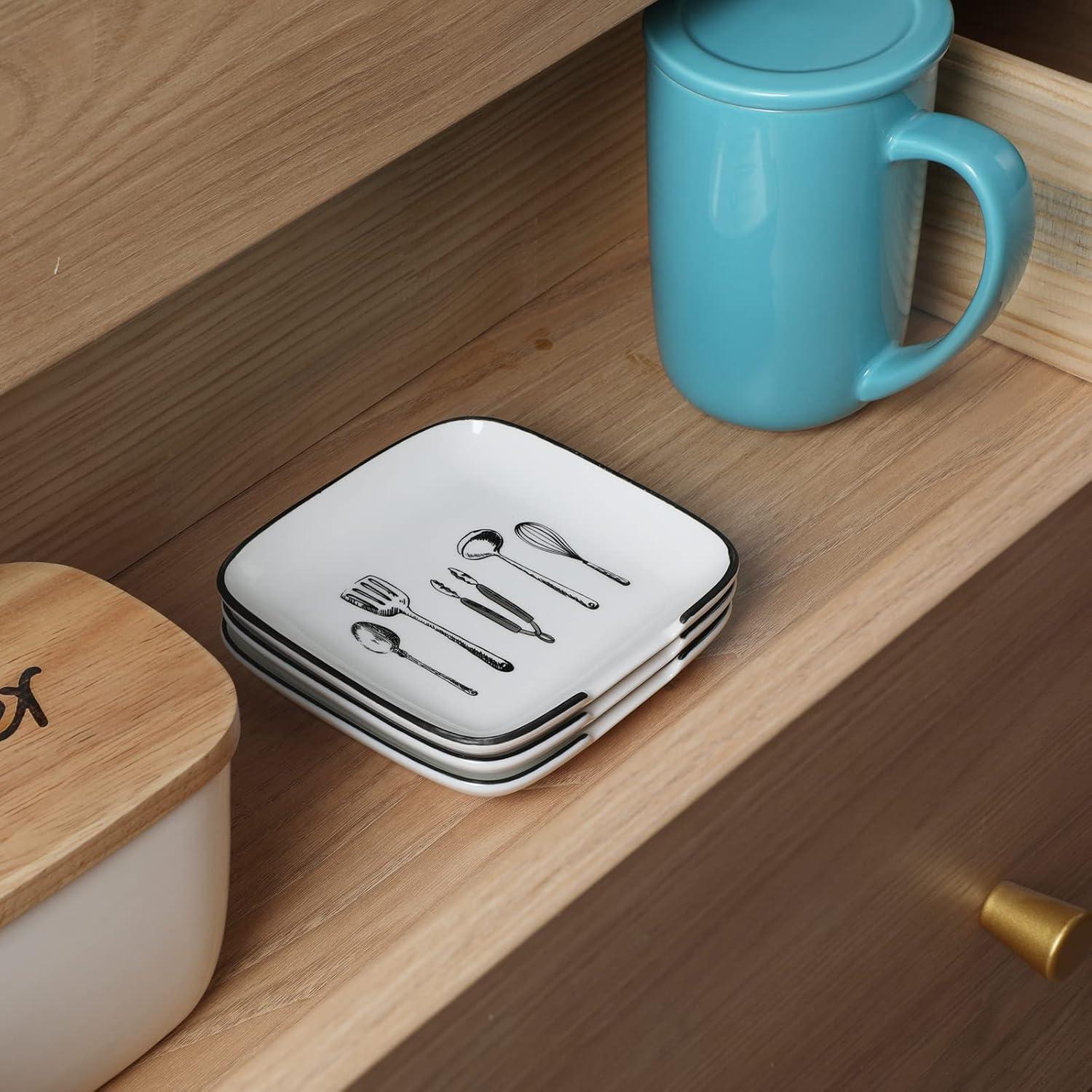 Soporte de Cuchara de Cerámica GDCZ Blanco 12.7 cm Resistente al Calor