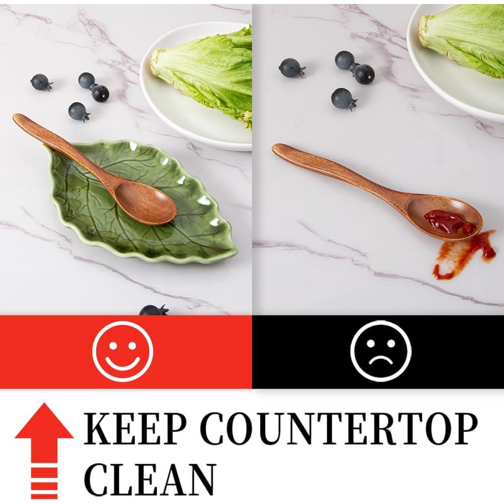 Soporte para cuchara de cerámica YumiPLUS hoja verde 51.3x31.8cm