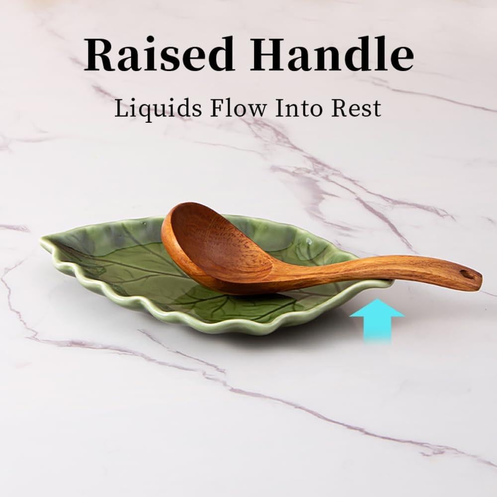 Soporte para cuchara de cerámica YumiPLUS hoja verde 51.3x31.8cm