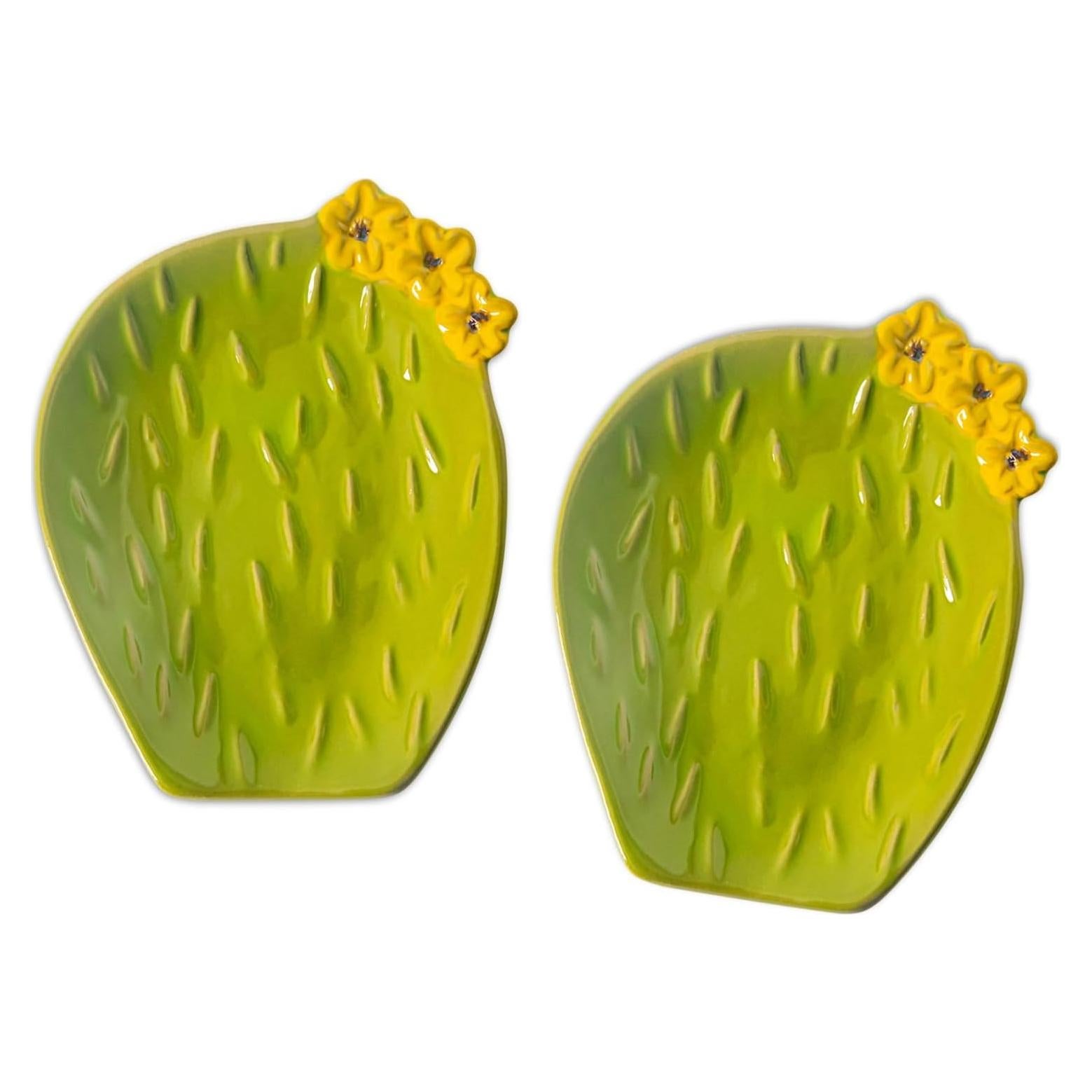 Juego de 2 Soportes para Cucharas Cerámica Cactus Verde