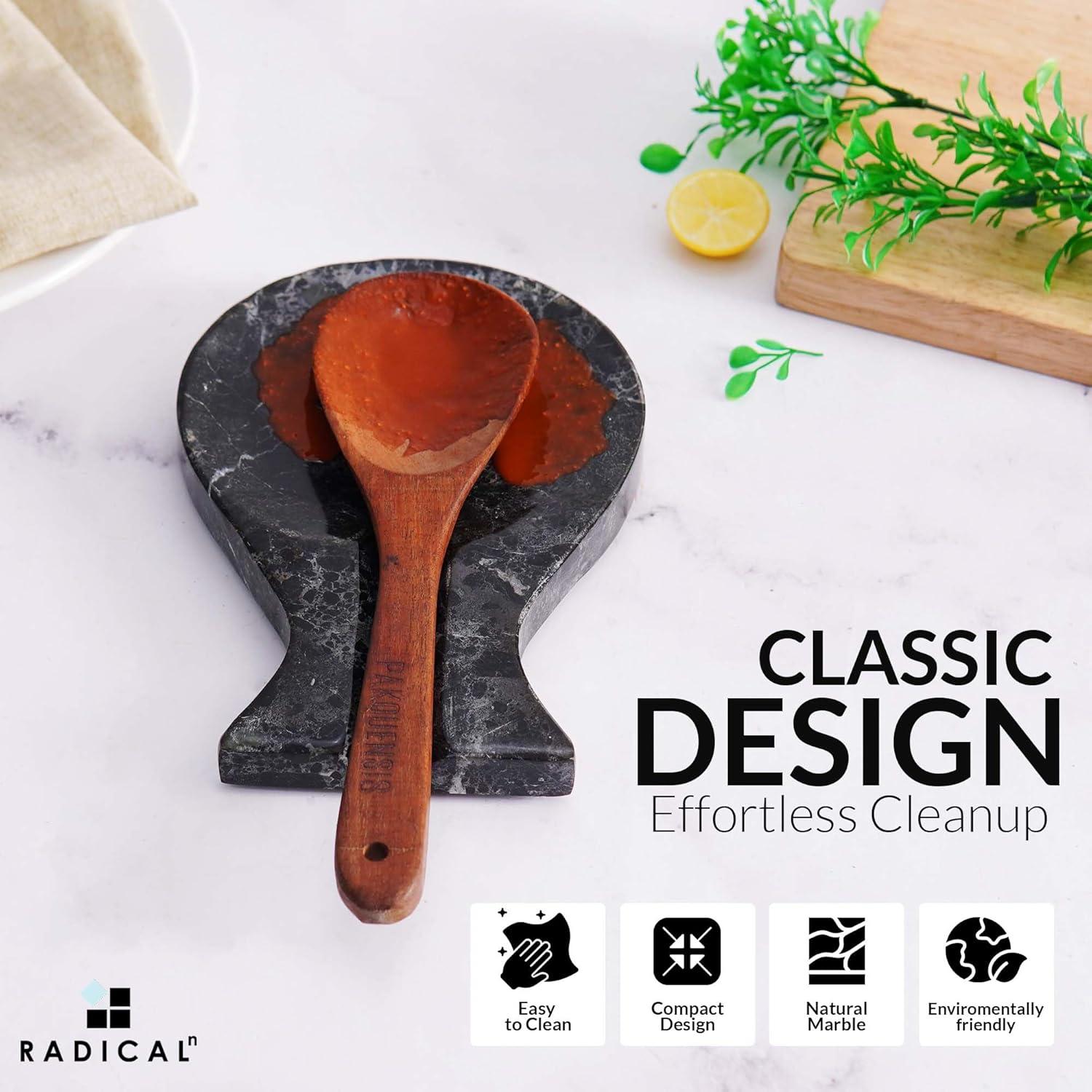 Soporte para Cucharas de Mármol Radicaln 20 cm Negro Hecho a Mano