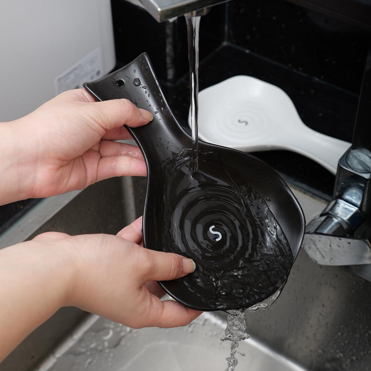 Soporte de Cucharas de Cerámica Karisky Negro 21.5x13 cm