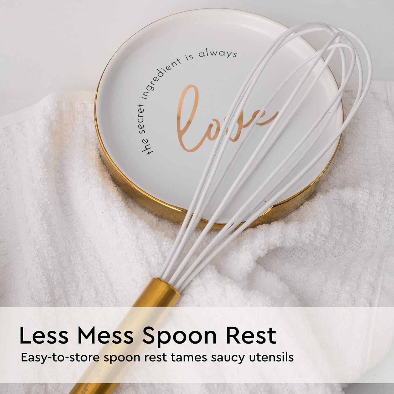 Soporte de Utensilios de Cocina Blanco y Dorado - 2 Piezas