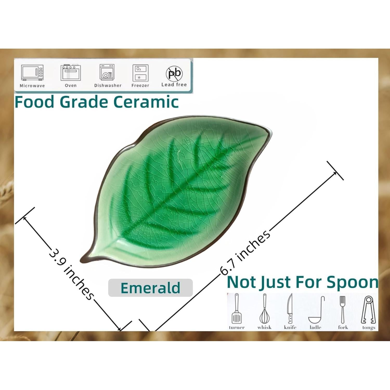 Reposap cucharas de cerámica TOPYOKK hoja esmeralda 17x10 cm