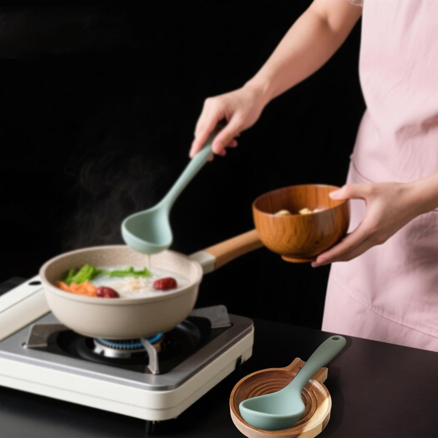 Soporte para Cuchara de Acacia Prylenza 15.5x13cm Antideslizante