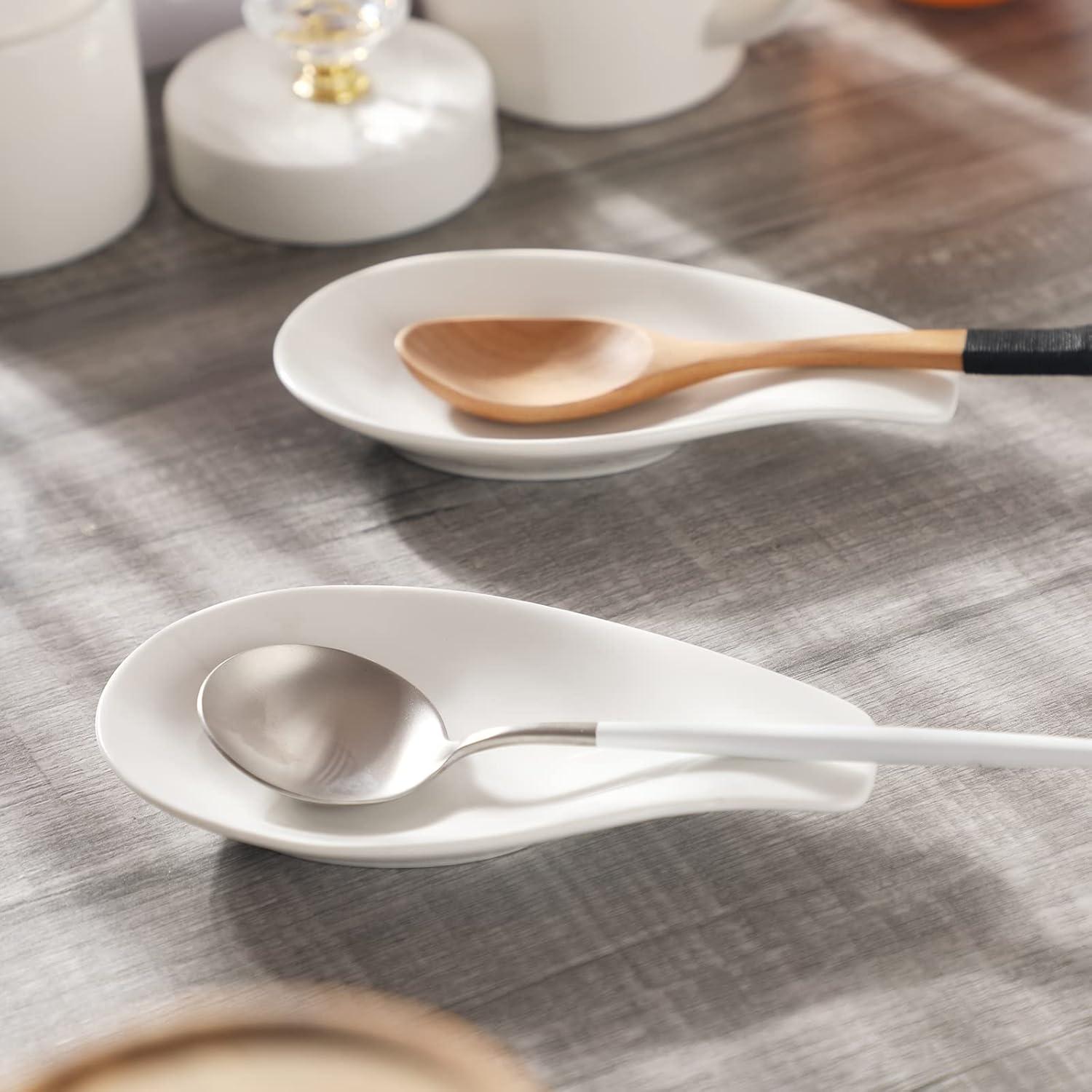 Soportes de Cucharas de Cerámica ONTUBE Set de 4 Blanco 16.5 cm