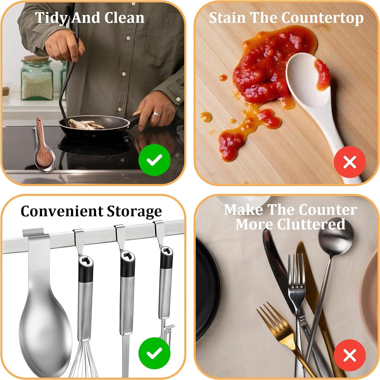 Soporte para Cucharas de Acero Inoxidable SynHHergyx - 6 Pcs