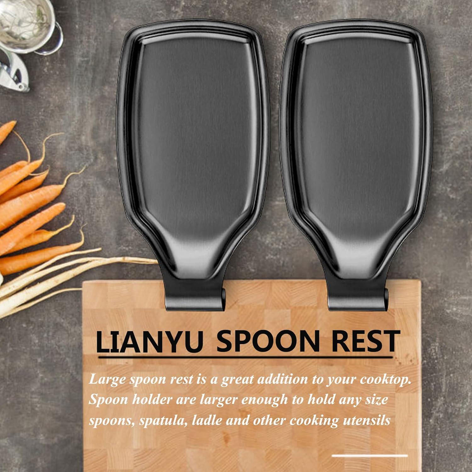 Soporte para Cucharas LIANYU Negro 2 Piezas Acero Inoxidable