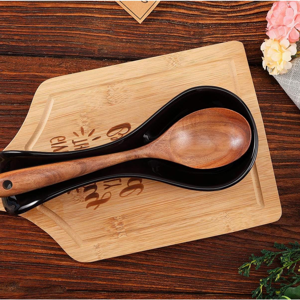 Reposapucheros de Cerámica Negro para Cocina - Soporte Cucharón