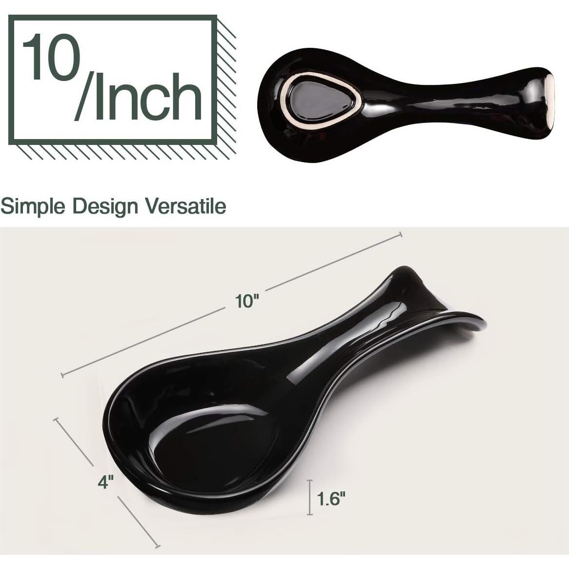 Reposapucheros de Cerámica Negro para Cocina - Soporte Cucharón