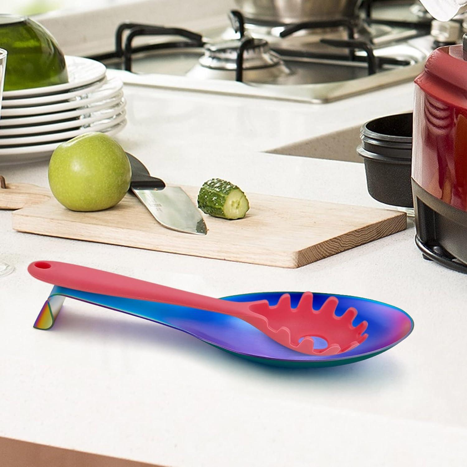 Soporte para cuchara arcoíris LIANYU de acero inoxidable 25.4 cm