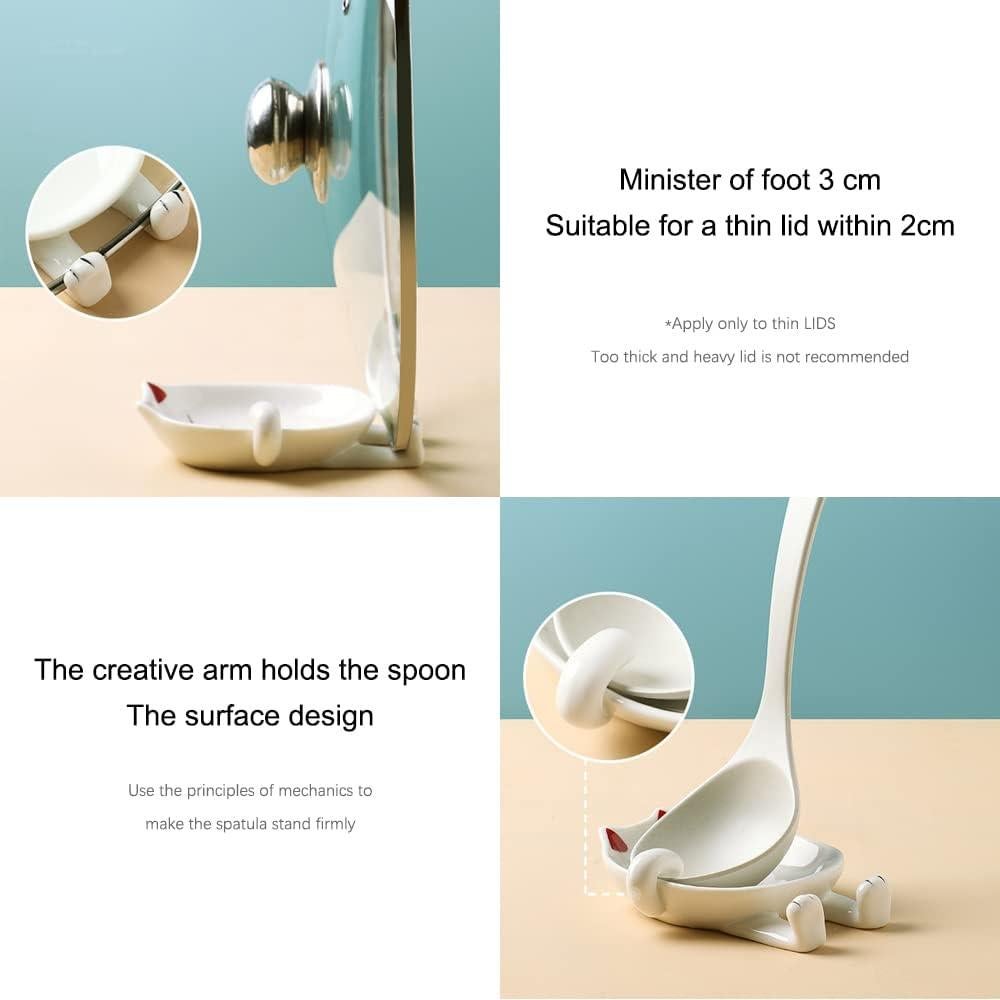 Soporte para cuchara de cerámica Wuhhaoafu gato amarillo 13x10.4cm