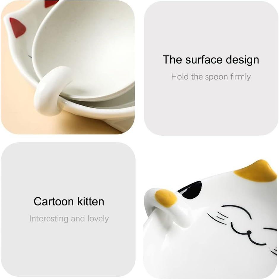 Soporte para cuchara de cerámica Wuhhaoafu gato amarillo 13x10.4cm