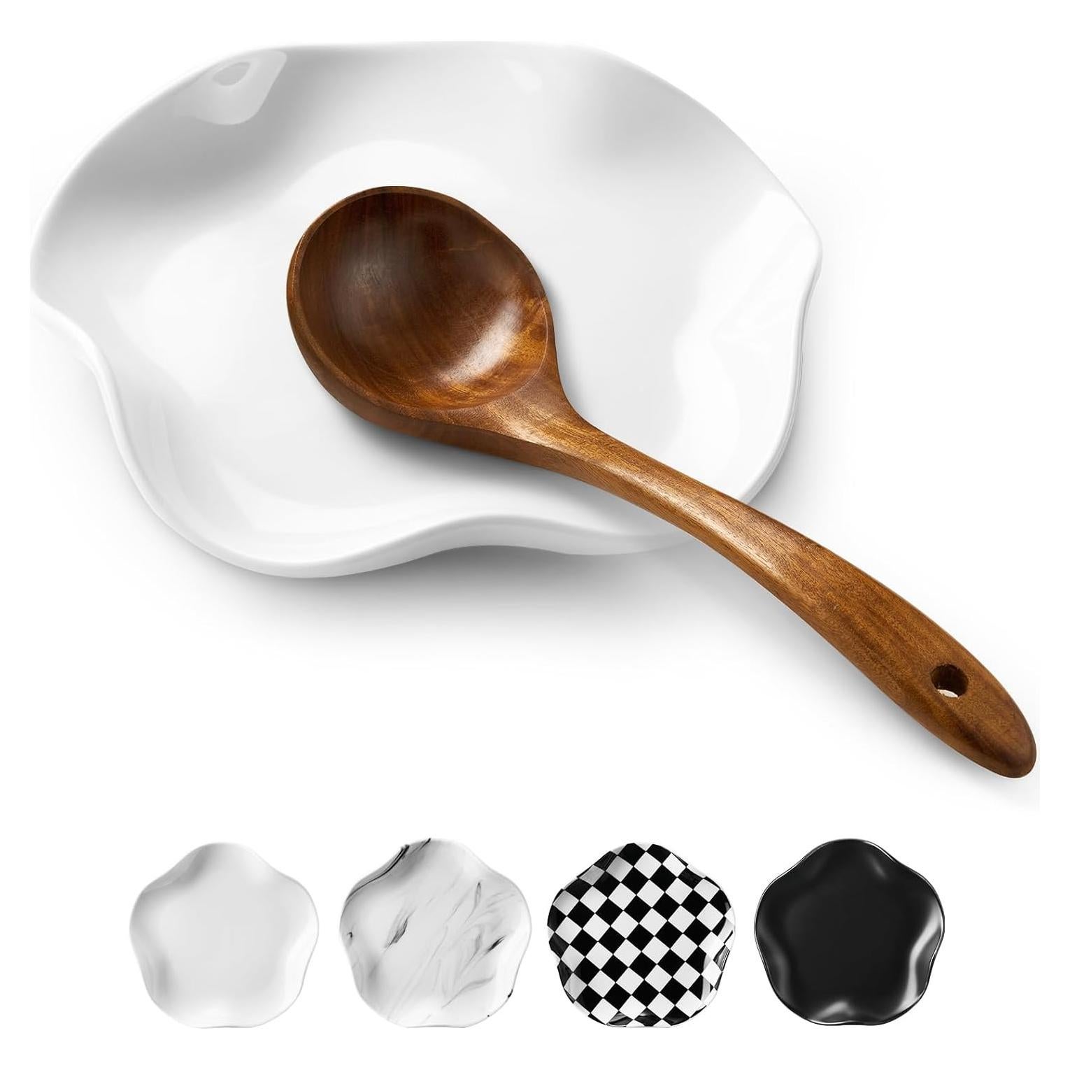 Soporte para Cucharas ABRUTY Cerámica Floral 14 cm Blanco