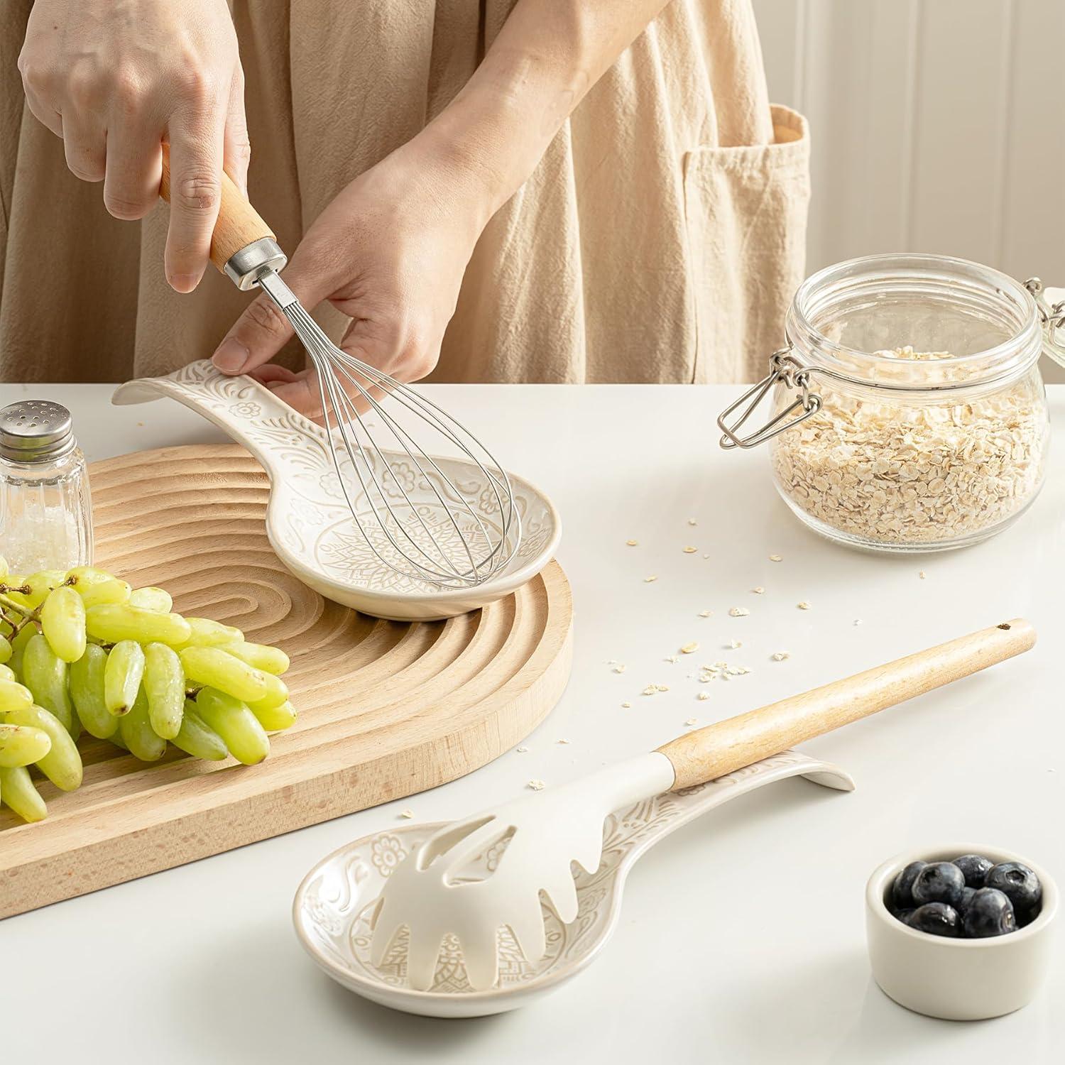 Juego de Soportes para Cucharas Cerámica Mikigey 22.86 cm Blanco