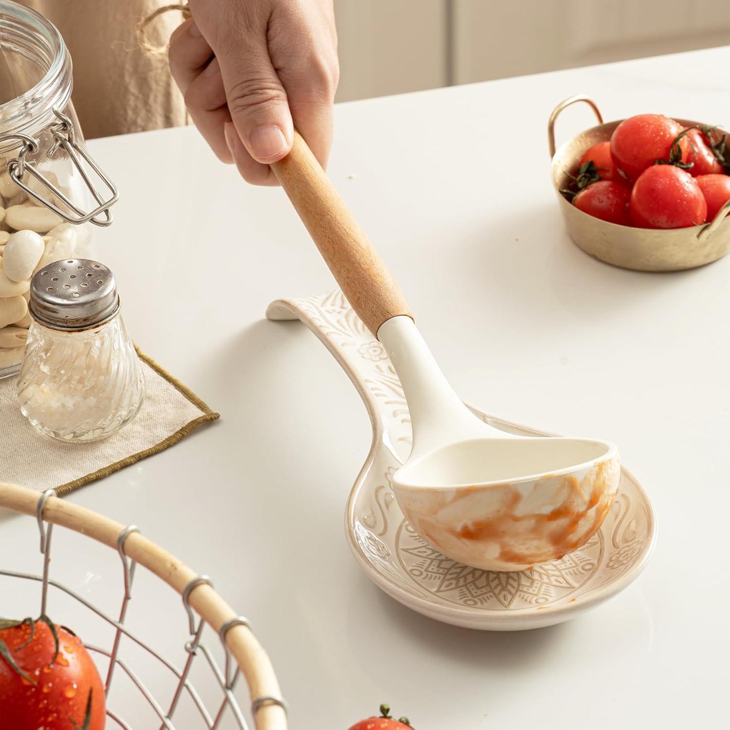 Juego de Soportes para Cucharas Cerámica Mikigey 22.86 cm Blanco