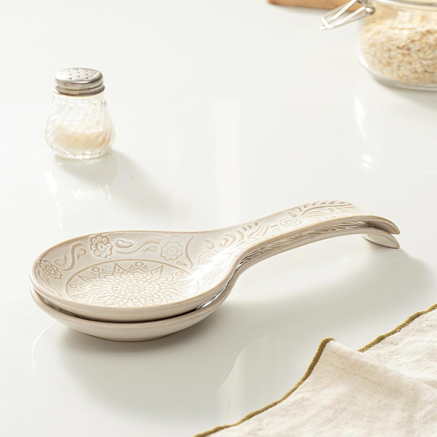 Juego de Soportes para Cucharas Cerámica Mikigey 22.86 cm Blanco