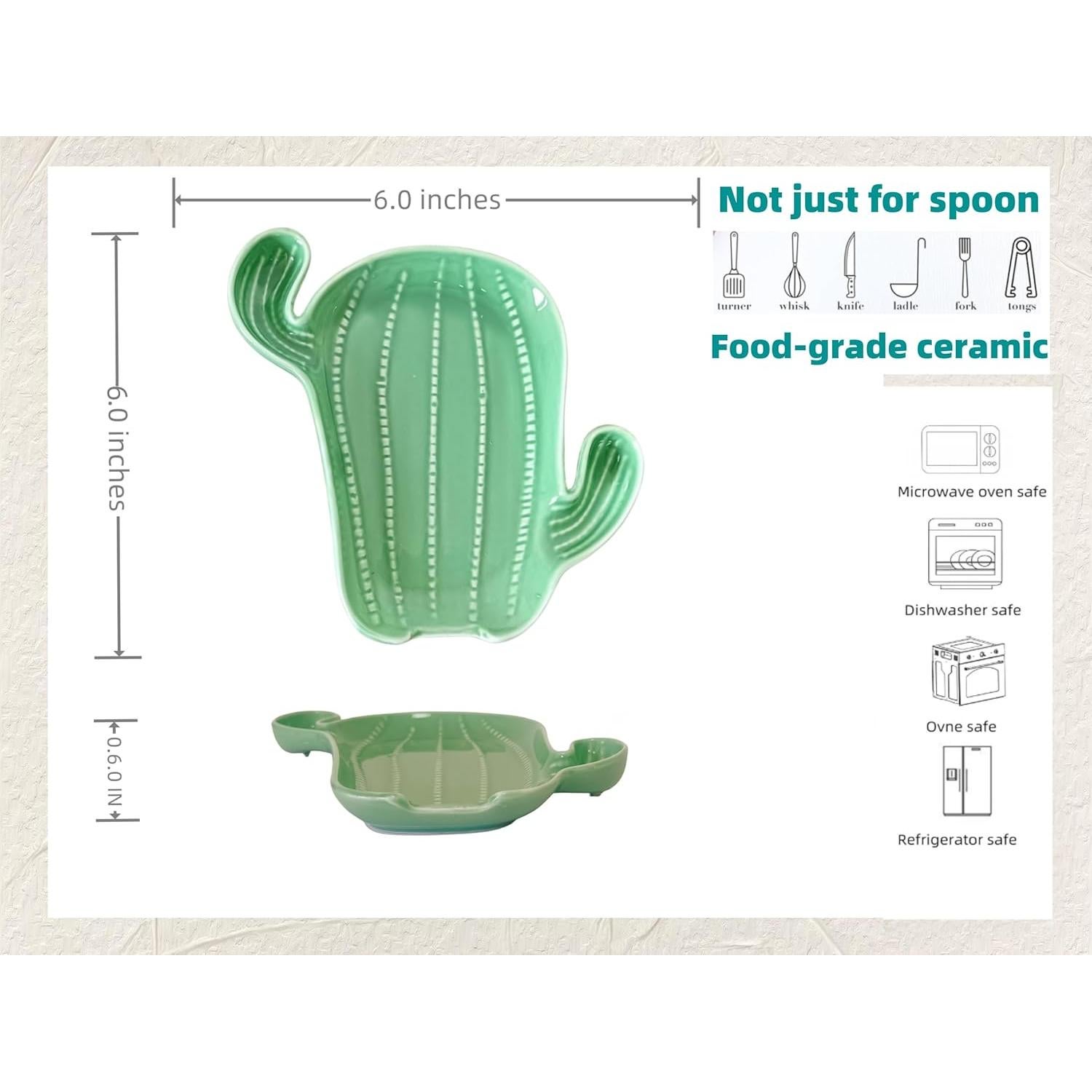 Soporte de Cuchara de Cerámica Homyne Cactus Verde 15.2 cm