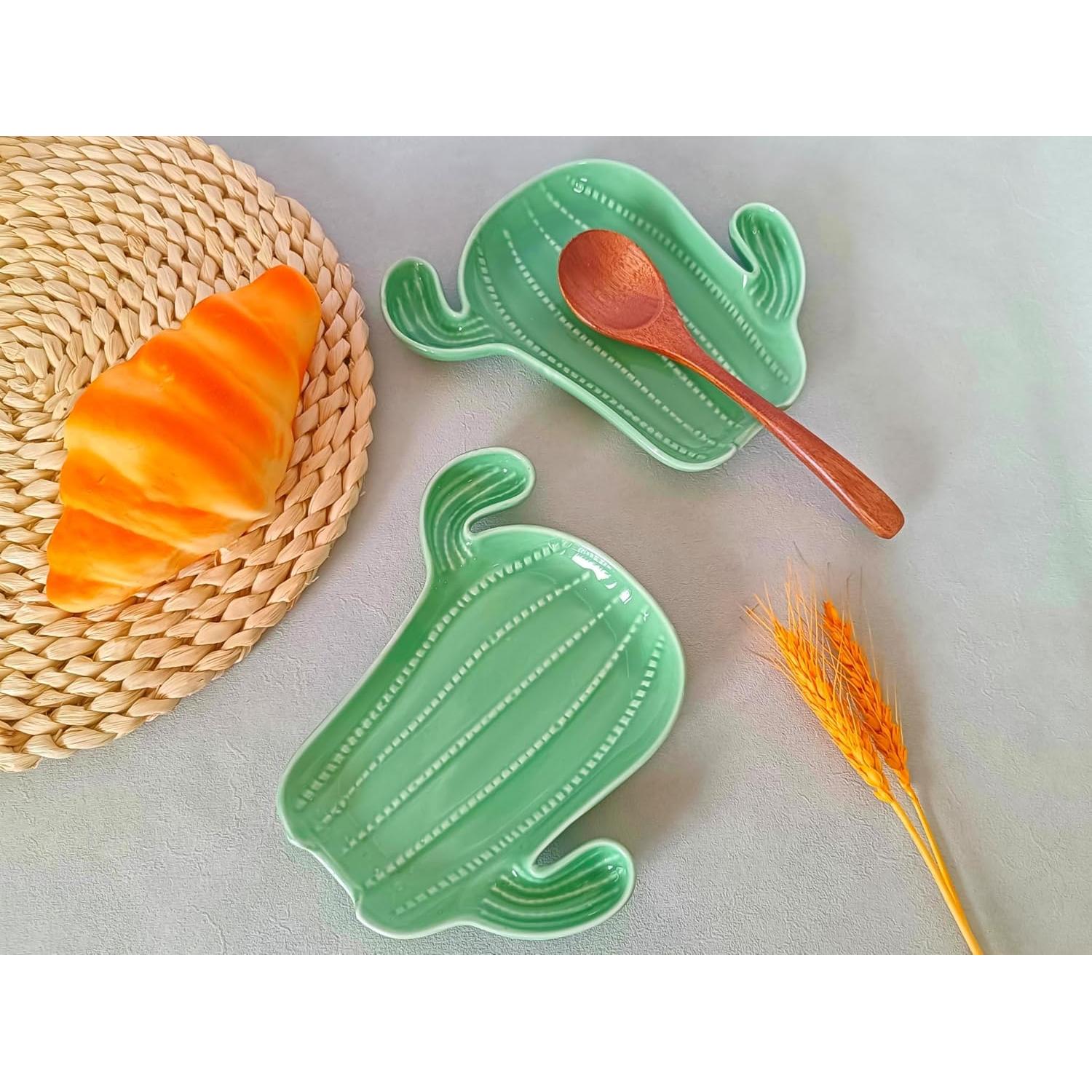 Soporte de Cuchara de Cerámica Homyne Cactus Verde 15.2 cm