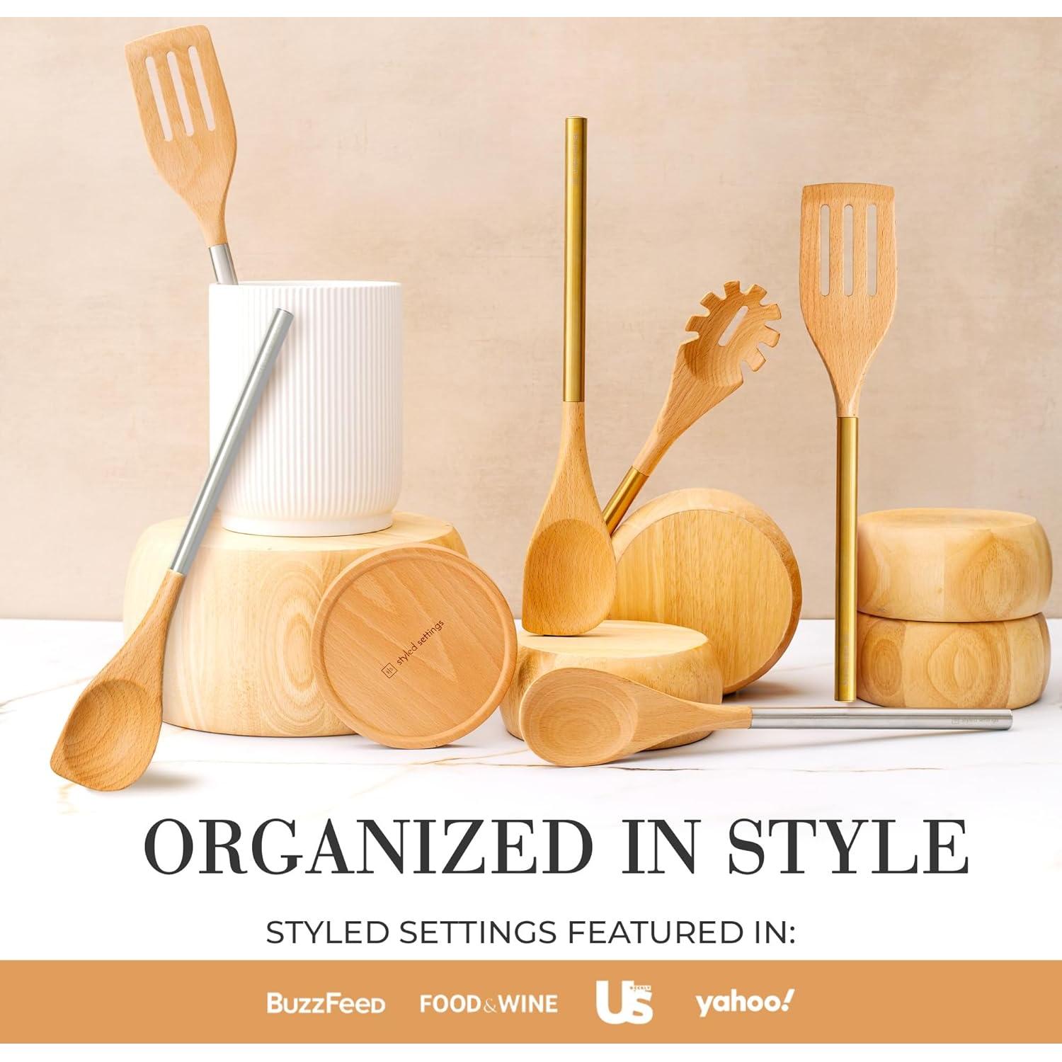 Porta Utensilios de Cerámica Blanca Styled Settings - Juego 2 Piezas