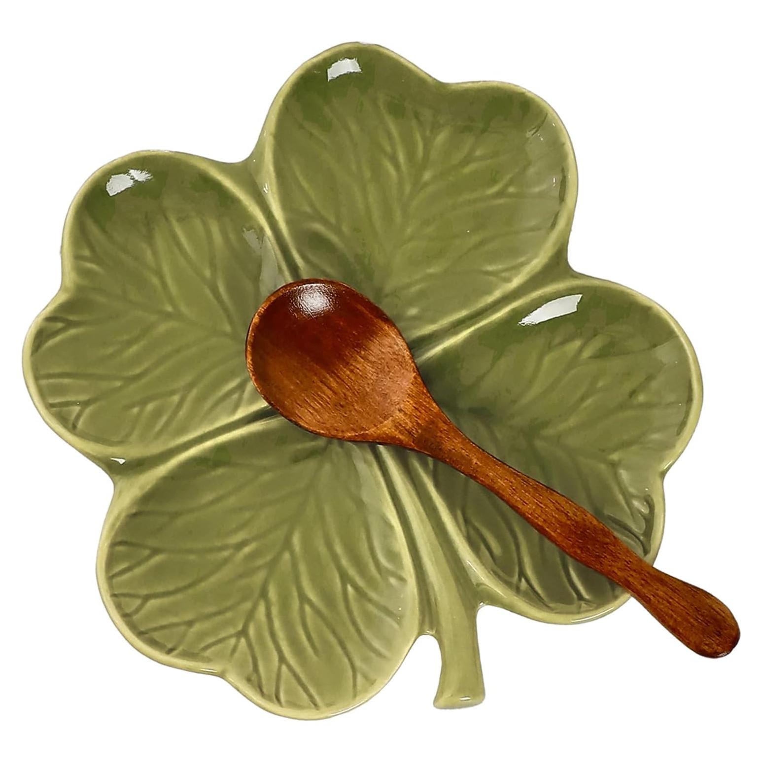 Soporte de Cuchara de Cerámica Dneuoir Trébol Verde 16x16.5cm
