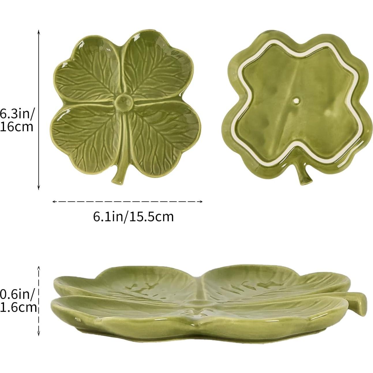 Soporte de Cuchara de Cerámica Dneuoir Trébol Verde 16x16.5cm