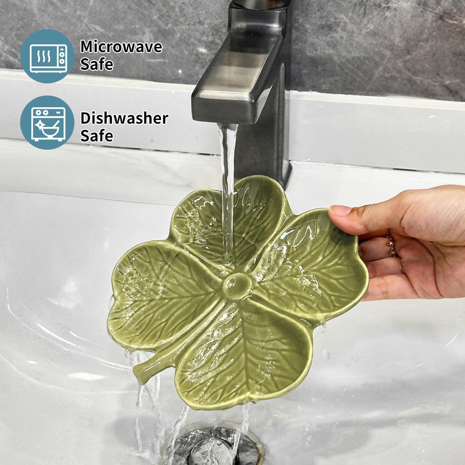 Soporte de Cuchara de Cerámica Dneuoir Trébol Verde 16x16.5cm