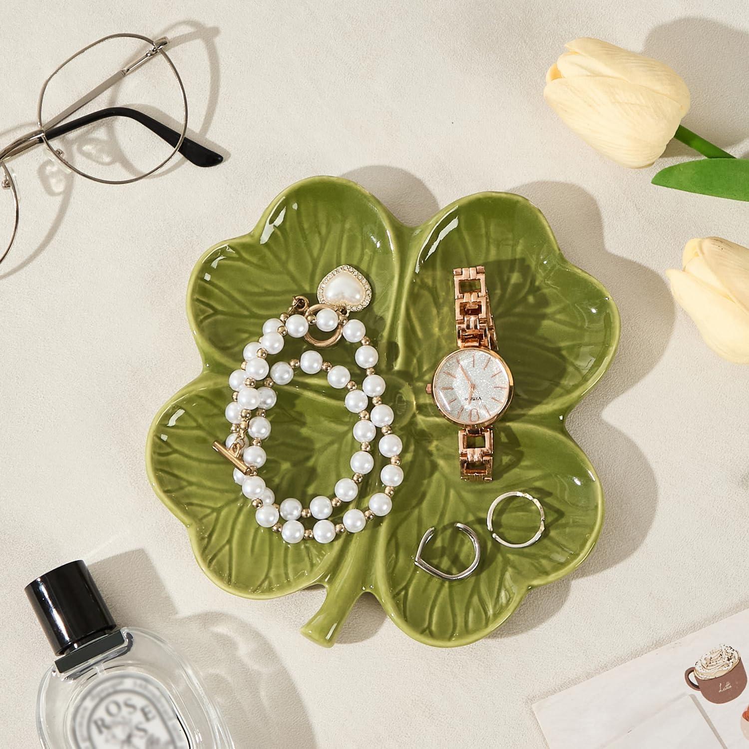 Soporte de Cuchara de Cerámica Dneuoir Trébol Verde 16x16.5cm