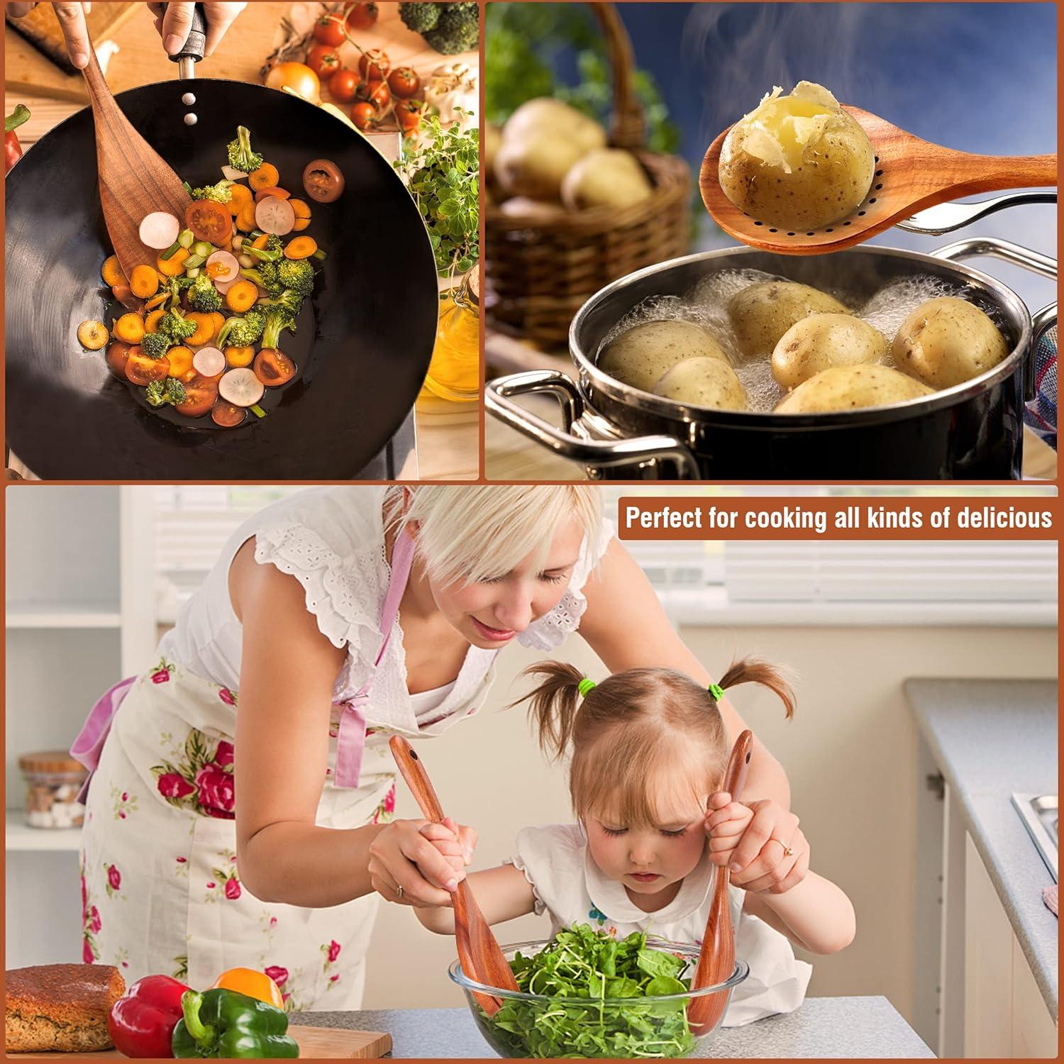 Juego de Utensilios de Cocina de Madera de Teca 9 Piezas