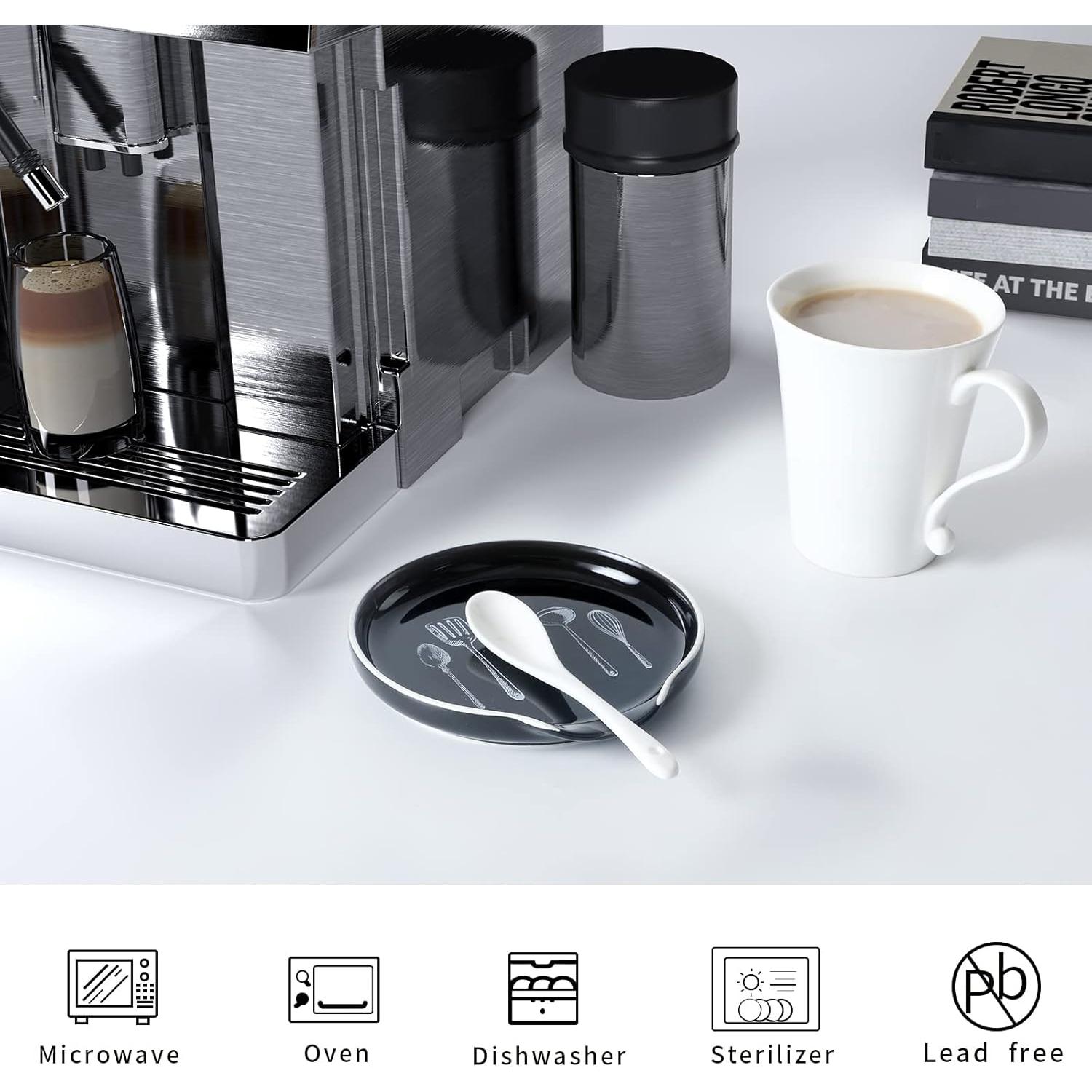 Soporte de Cuchara de Cerámica GDCZ Negro 12.7 cm Resistente al Calor