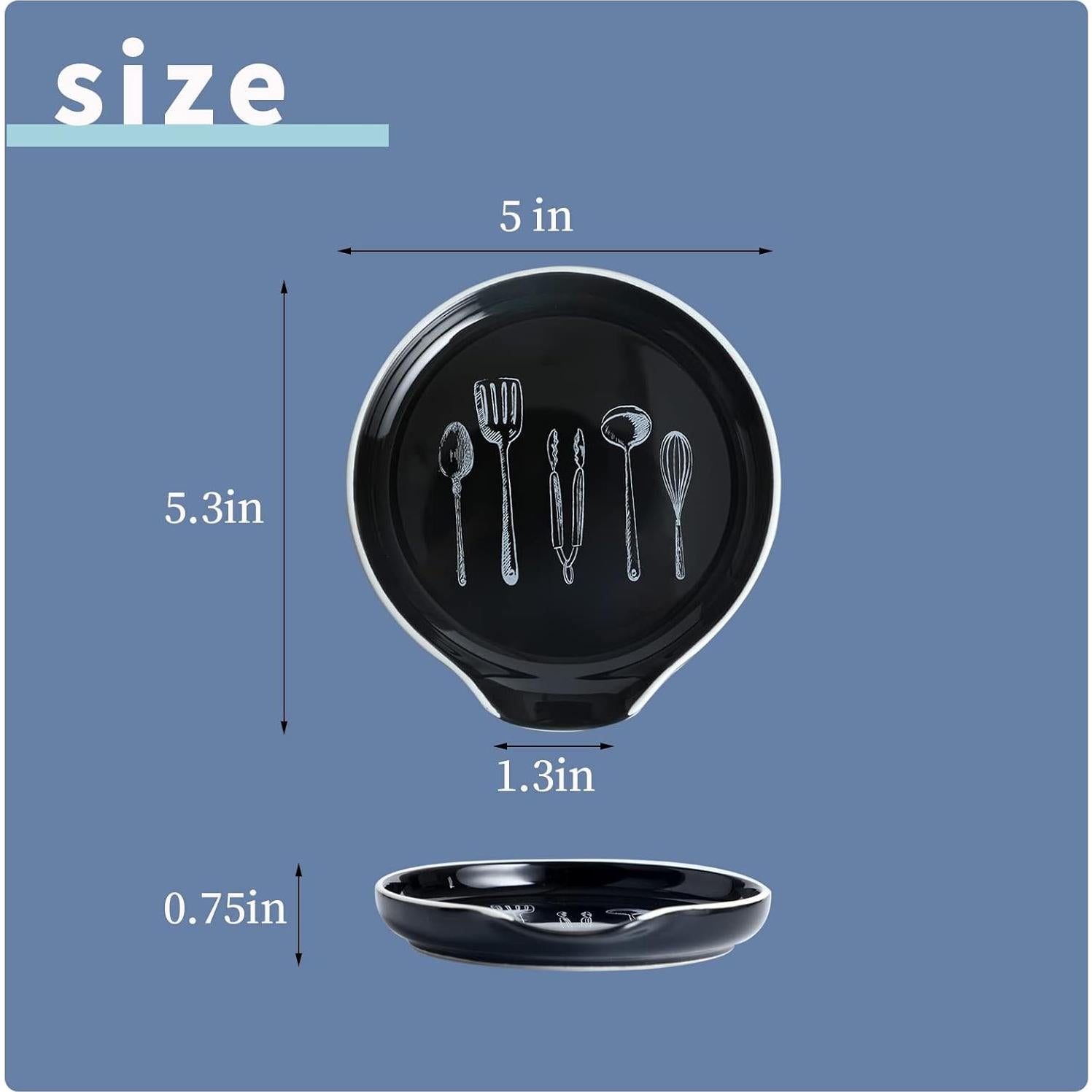 Soporte de Cuchara de Cerámica GDCZ Negro 12.7 cm Resistente al Calor