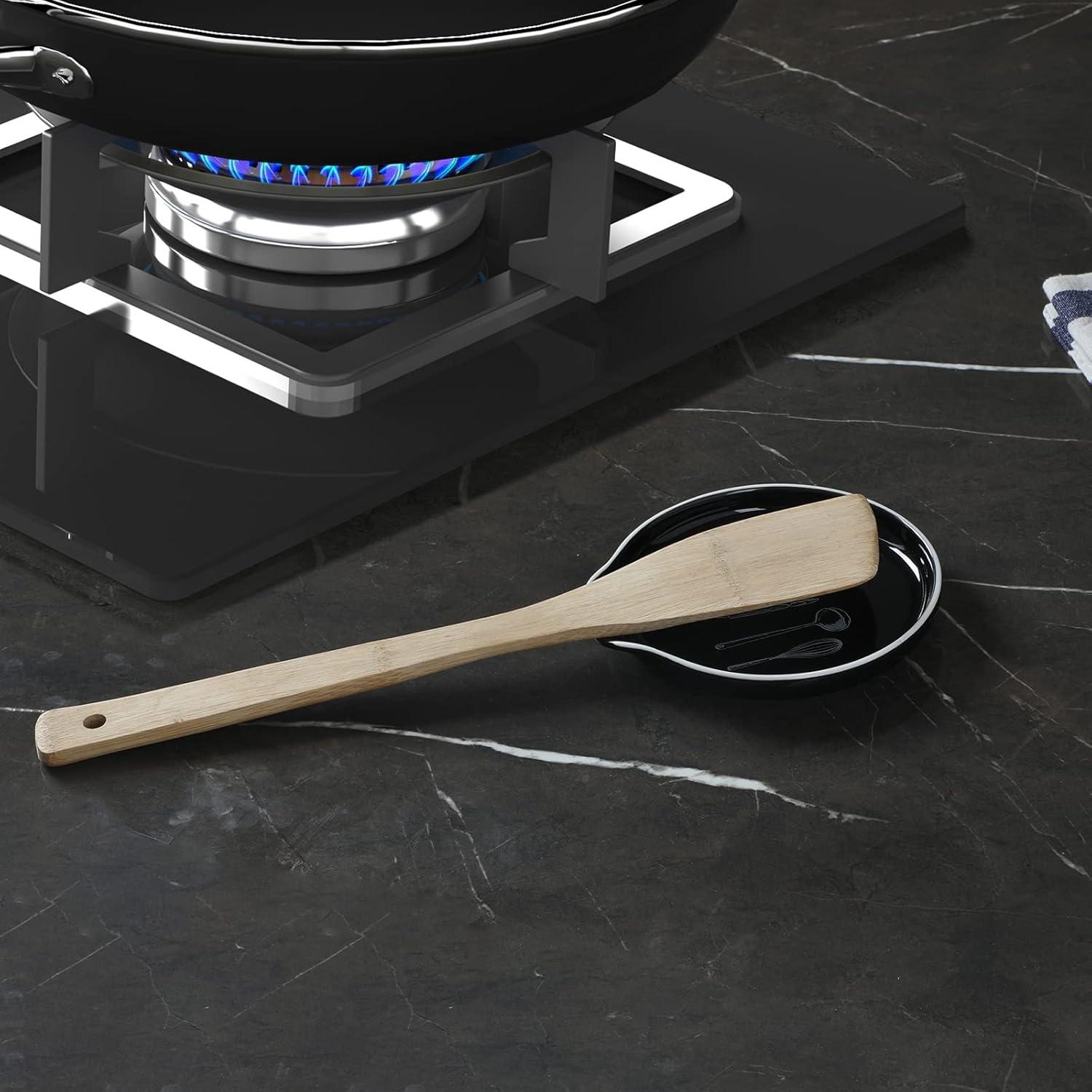 Soporte de Cuchara de Cerámica GDCZ Negro 12.7 cm Resistente al Calor