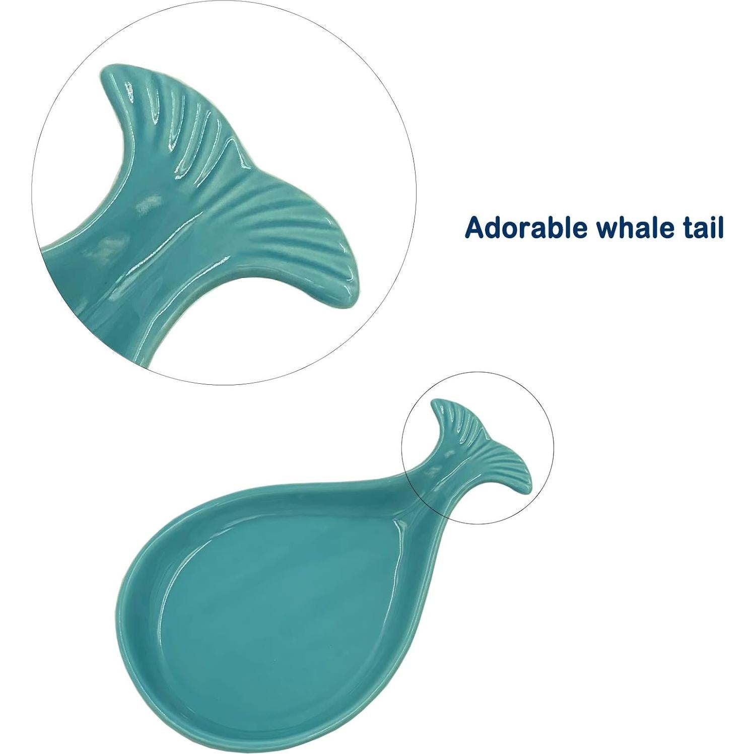 Soporte para cuchara de cerámica TEANXU ballena 19.8x12.2cm azul aqua